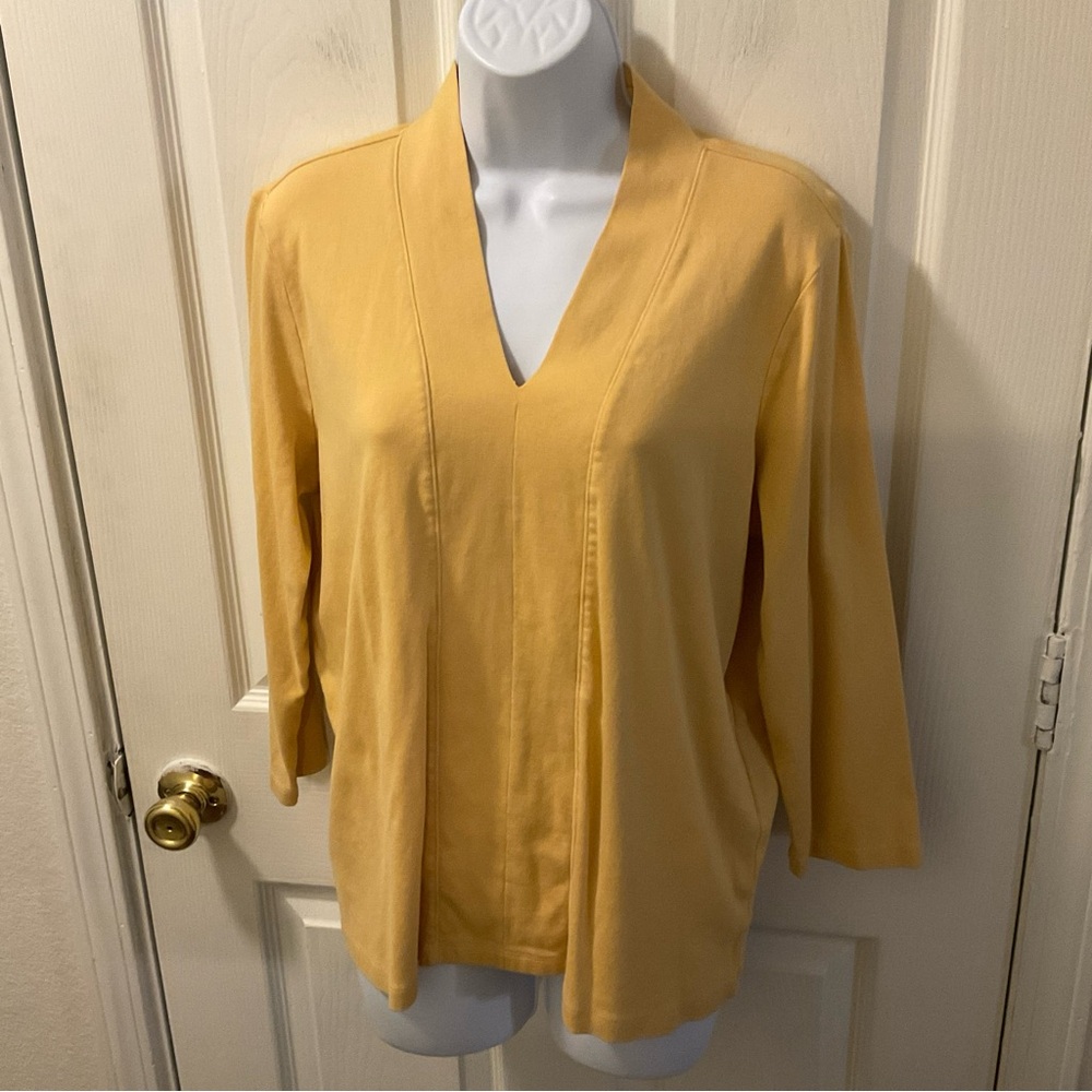 Gold V-Neck Blouse with Textured Fabric
